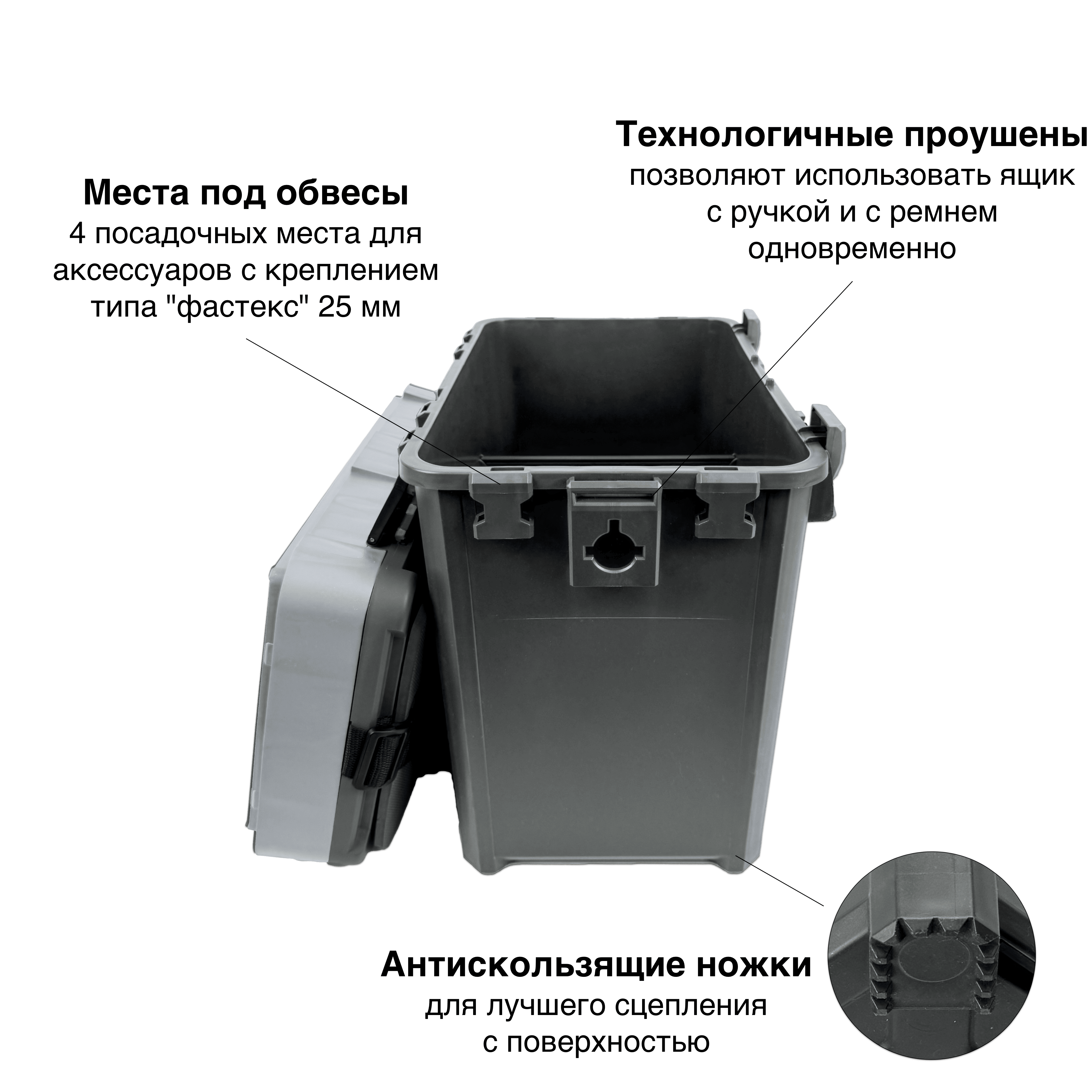 Ящик FISHKA Практик с ручкой в комплекте с 10-ю жерлицами