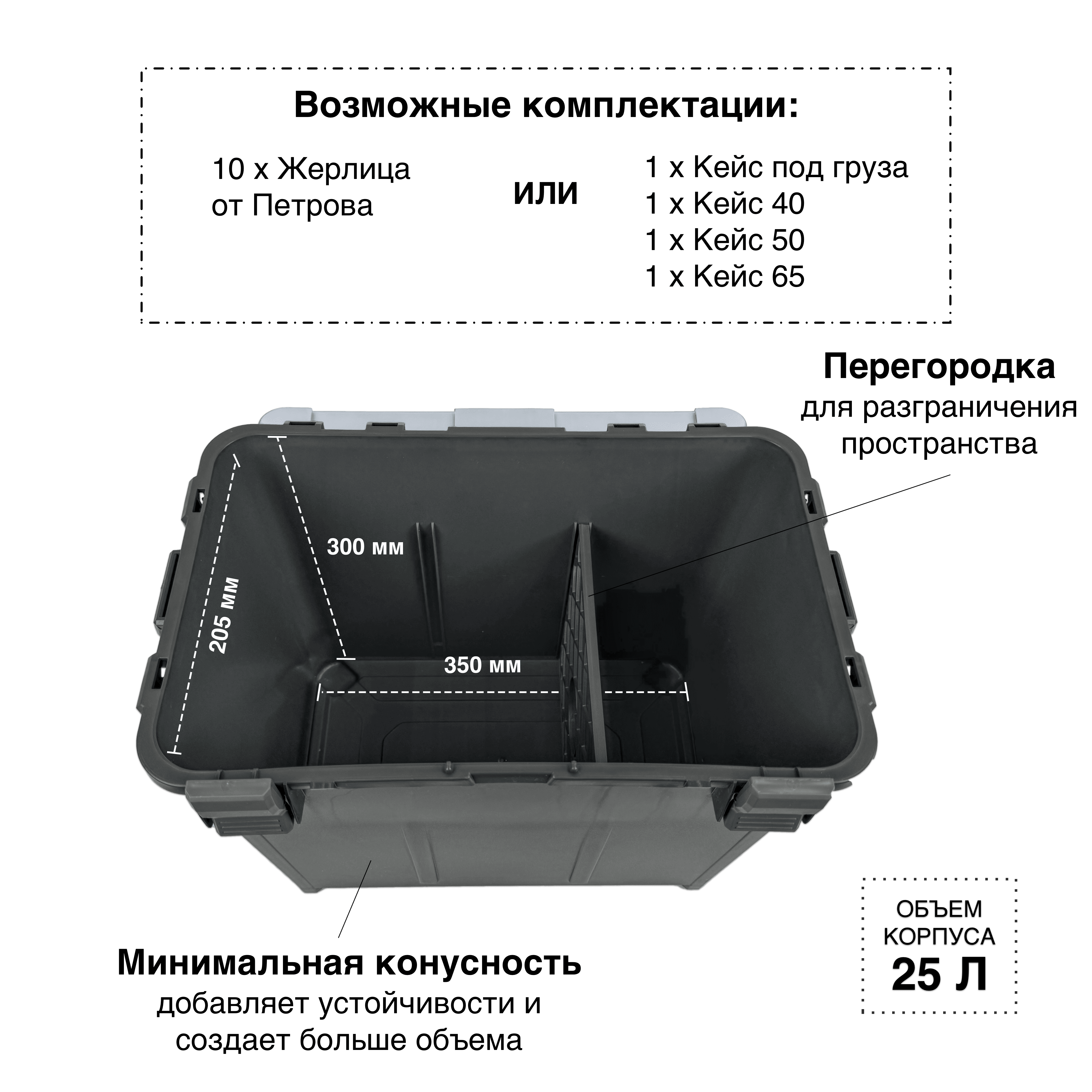 Ящик FISHKA Практик с ручкой в комплекте с 10-ю жерлицами