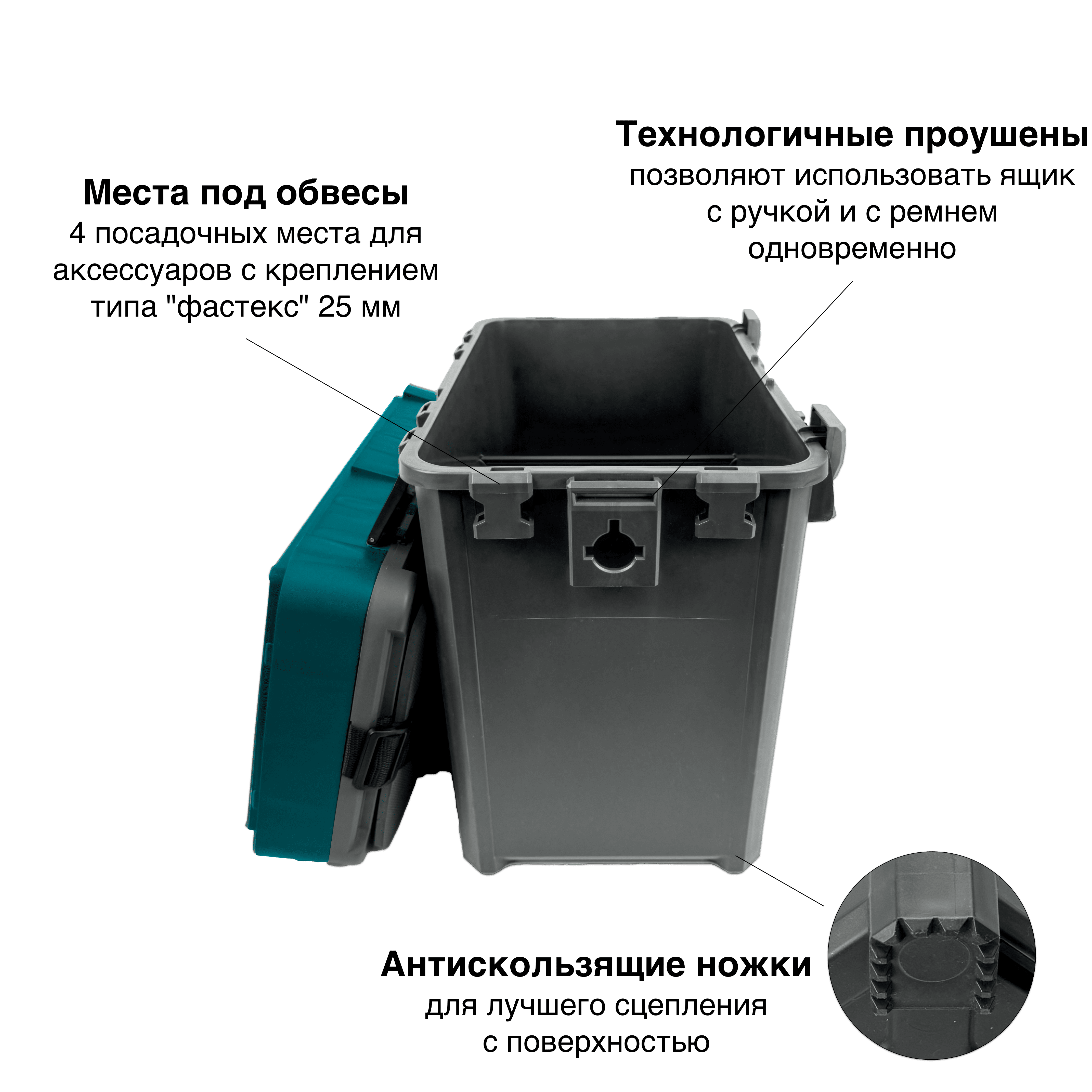 Ящик FISHKA Практик с ручкой в комплекте с 10-ю жерлицами