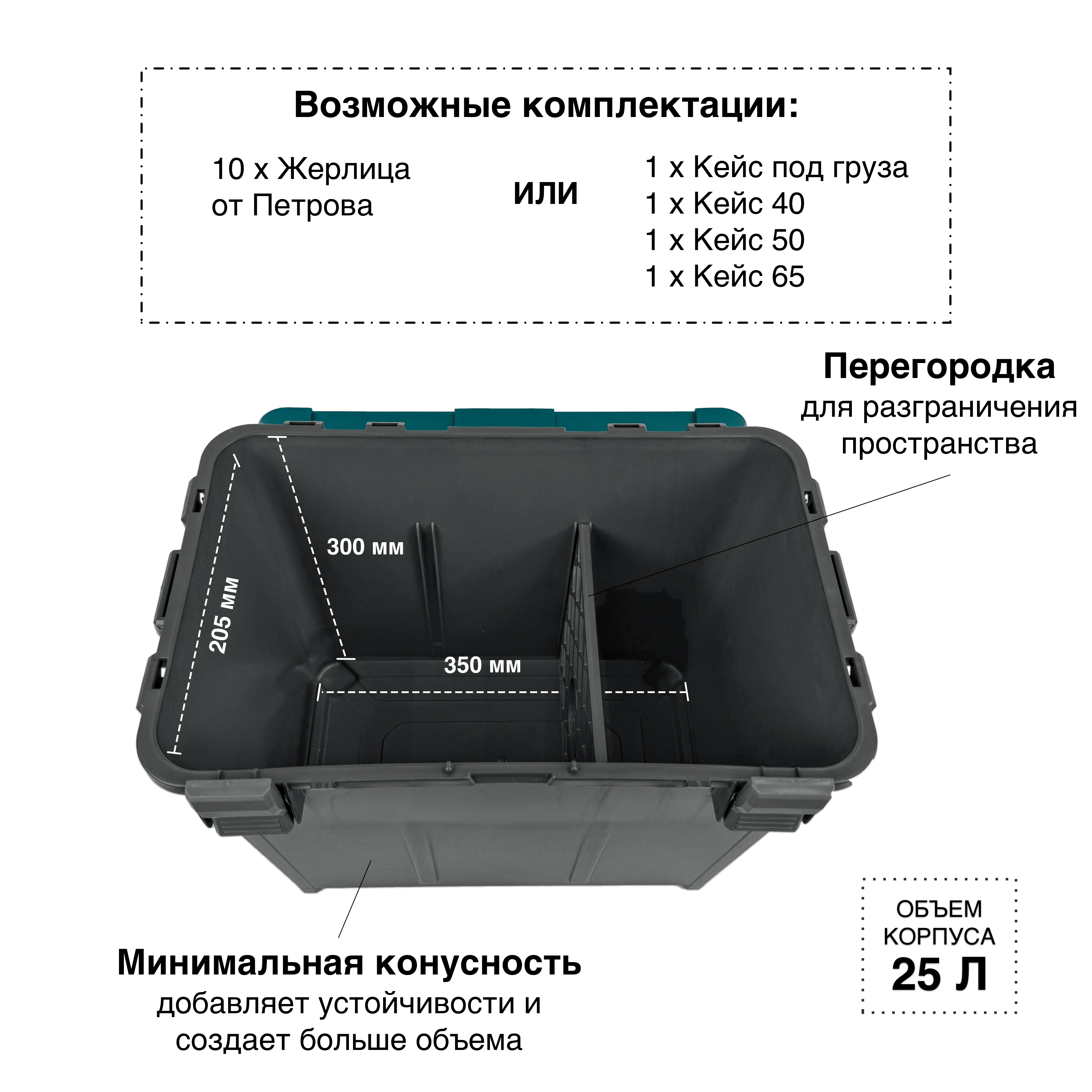 Ящик FISHKA Практик с ручкой в комплекте с 10-ю жерлицами