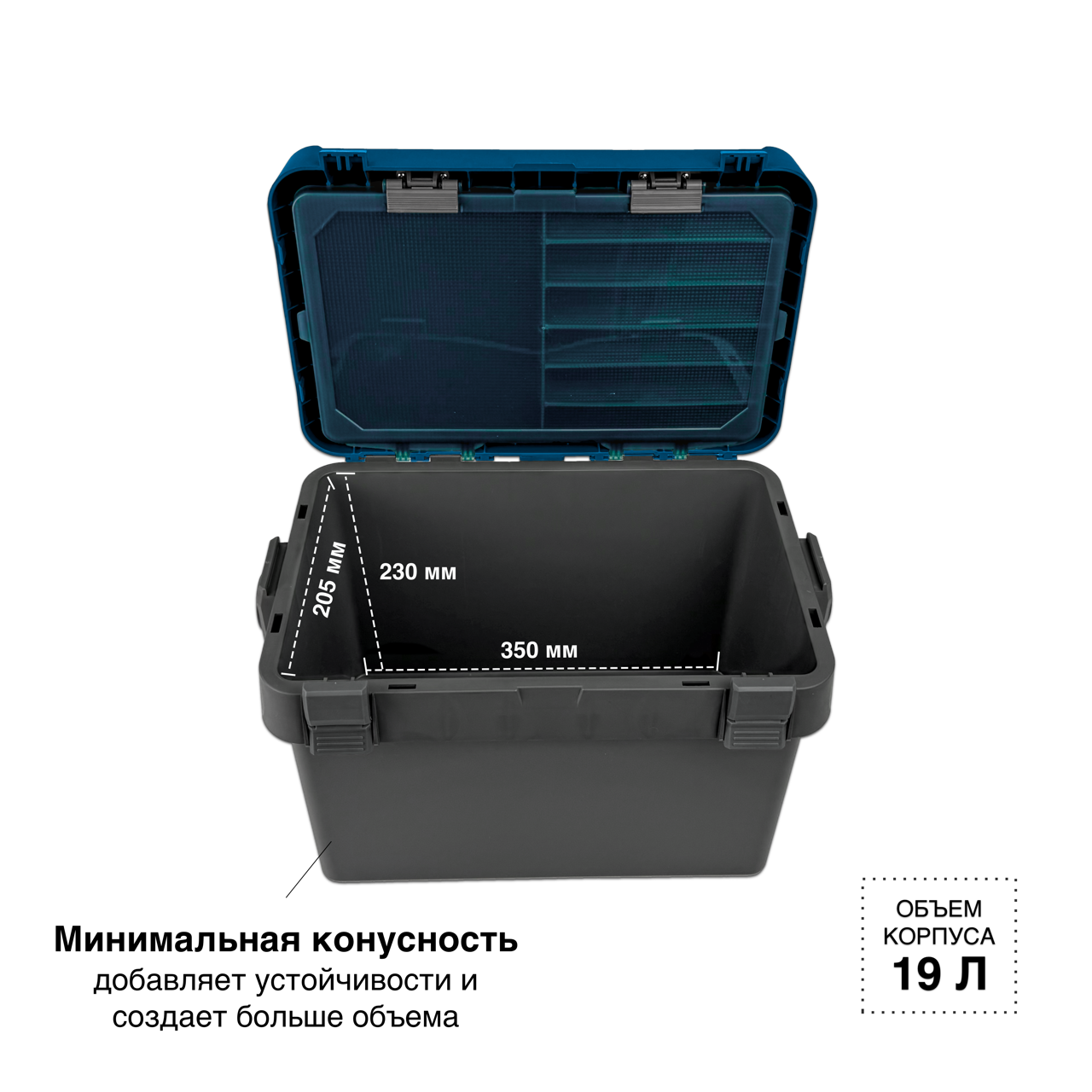 Ящик FISHKA Универсал с ручкой в комплекте с 10-ю жерлицами