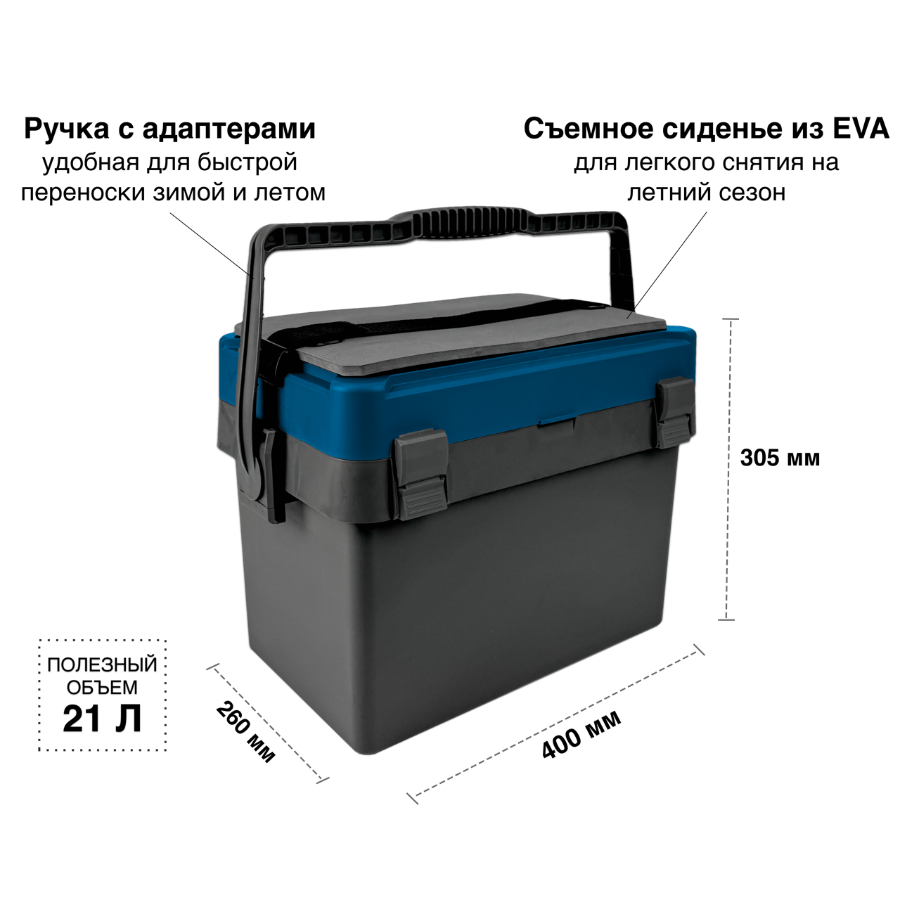 Ящик FISHKA Универсал с ручкой в комплекте с 10-ю жерлицами